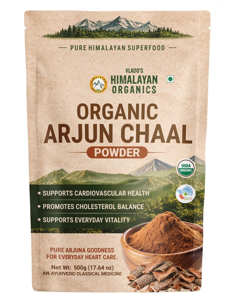 Vlado's Himalayan Organics Organic Arjun Chaal Powder-500G | 100% Natural & Pure Herbal Arjun Ki Chaal Powder For Men & Women I USDA Organic | To Support Heart Health & Promote Good Cholesterol