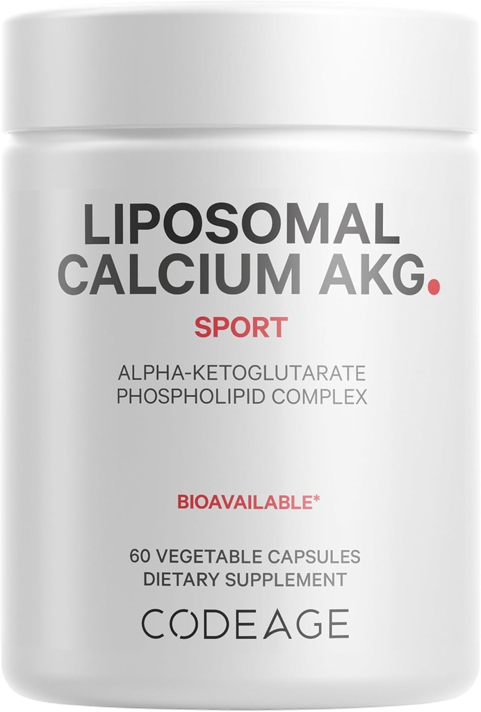 Codeage Liposomal Calcium AKG Supplement - Calcium Alpha-Ketoglutarate - 2-Month Supply - Liposomal Delivery - 1 Capsule Per Serving - Non-GMO, Gluten-Free - 60 Capsules