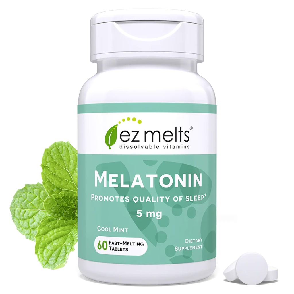 EZの溶解の分解性Melatonin、5のmgの砂糖なし、2か月の供給、涼しいミント風味を付けられる- 1のパック
