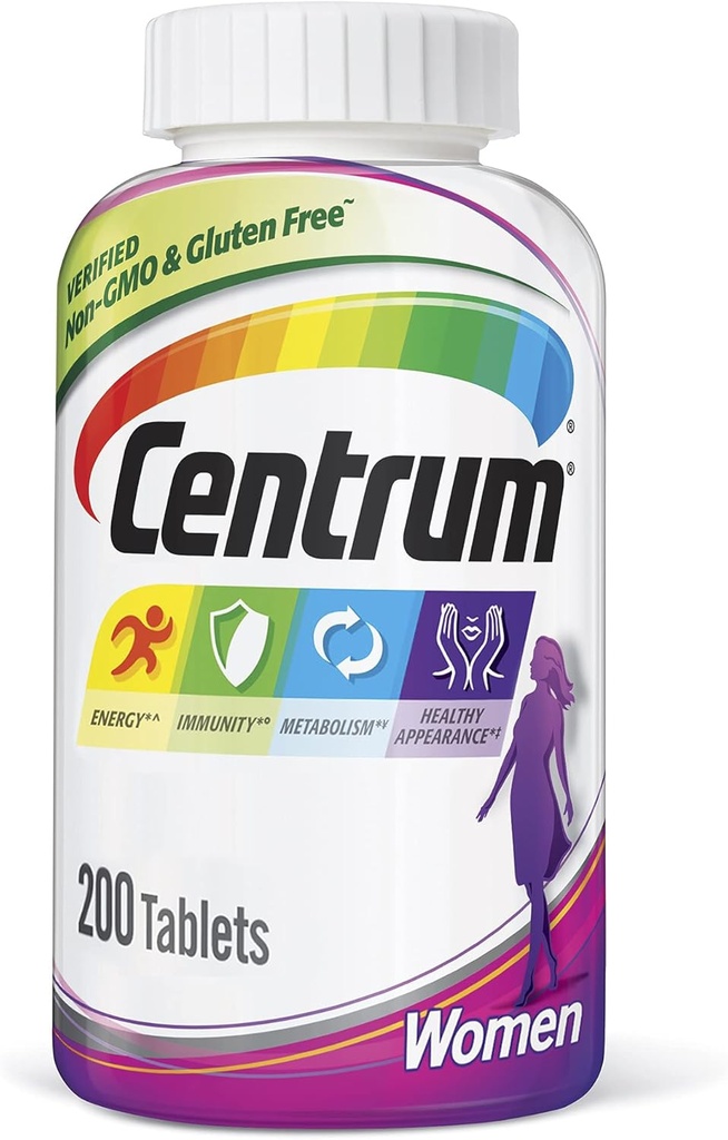 女性のためのCentrum Multivitaminのタブレット、鉄、ビタミンD3、Bおよび酸化防止剤が付いているMultivitamin/Multimineralの補足- 200の計算