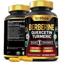 男性と女性のためのBerberineサプリメント、ケルセチン、ターメリック、Apple Cider Vinegar、ビートルート&その他 - 消化器、免疫サポート - Nutrientで豊富 - 90カプセル