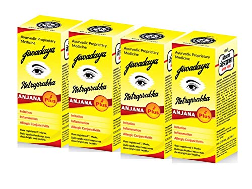Jiwadaya Ayurvedic Netraprabha Anjana Plus for Refreshing, Dry Eye, Conjunctivitis, 5ml - 4 Bottles