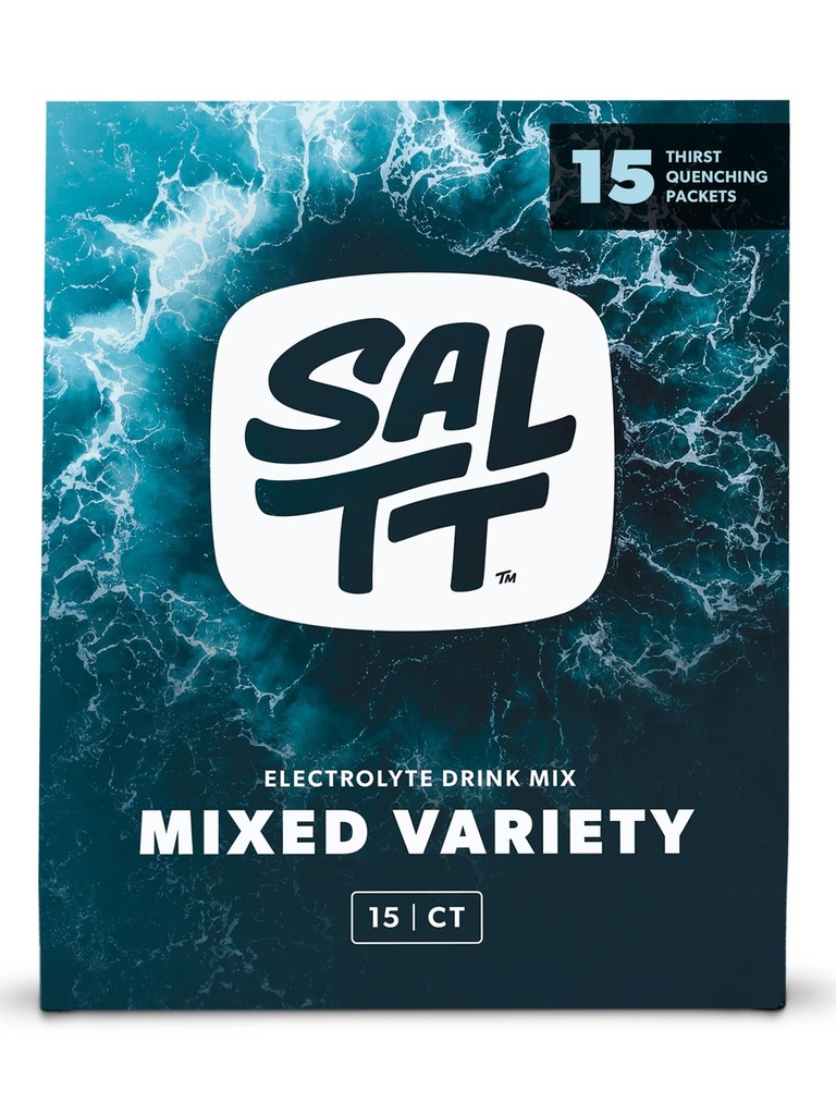 SALTT の電解質の粉のパケット、すべての事の混合されたバラエティ パック(15 パケット) - マグネシウム、カリウム、ナトリウム、トレースの鉱物 - ビーガン & グルテンフリー - 旅行本質 - 米国製