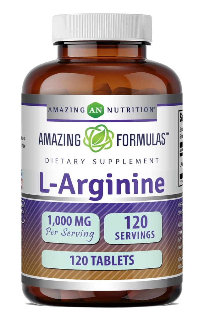 アメージングフォーミュラ L-アルギニンサプリメント | サービングごとの1000 Mg | 錠 | 女性&男性のためのアミノ酸サプリメント | 非GMO | グルテンフリー | アメリカ製(1パック | 120カウント)