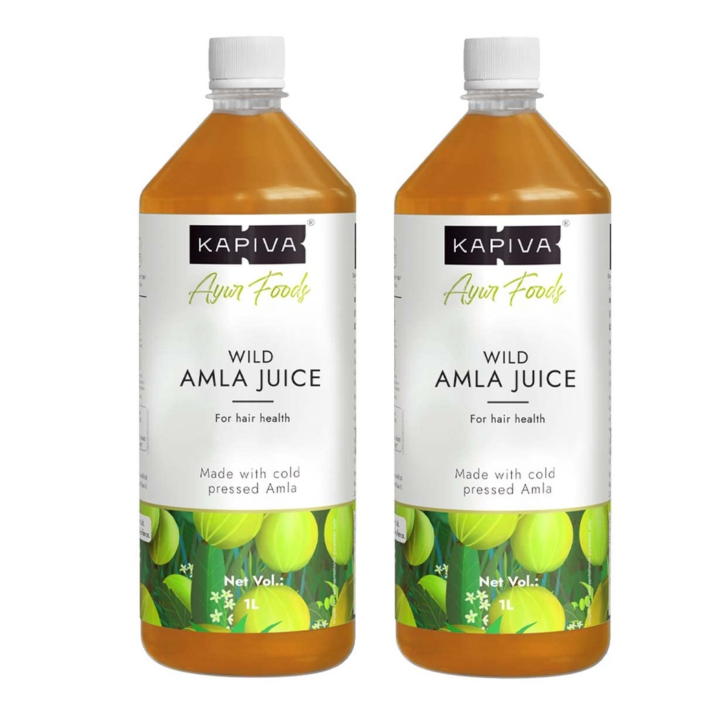 Kapiva Wild Amla Juice (2L) | Suitable for healthy Hair & Skin | Detox juice for weight loss | Natural Source of Vitamin C | Organic & Natural Made With Cold Pressed Amla from Pratapgarh | No Added Sugar | Super Saver Pack of 2