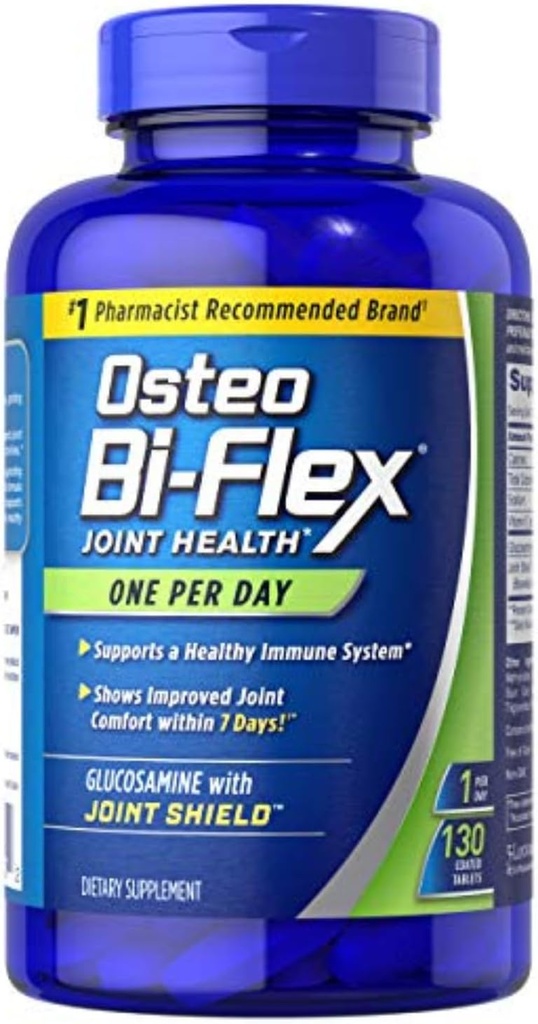 OsteoのビタミンDが付いているBi-Flexグルコサミン、OsteoのBi屈曲による1日、共同健康、130の上塗を施してあるタブレット、130の計算