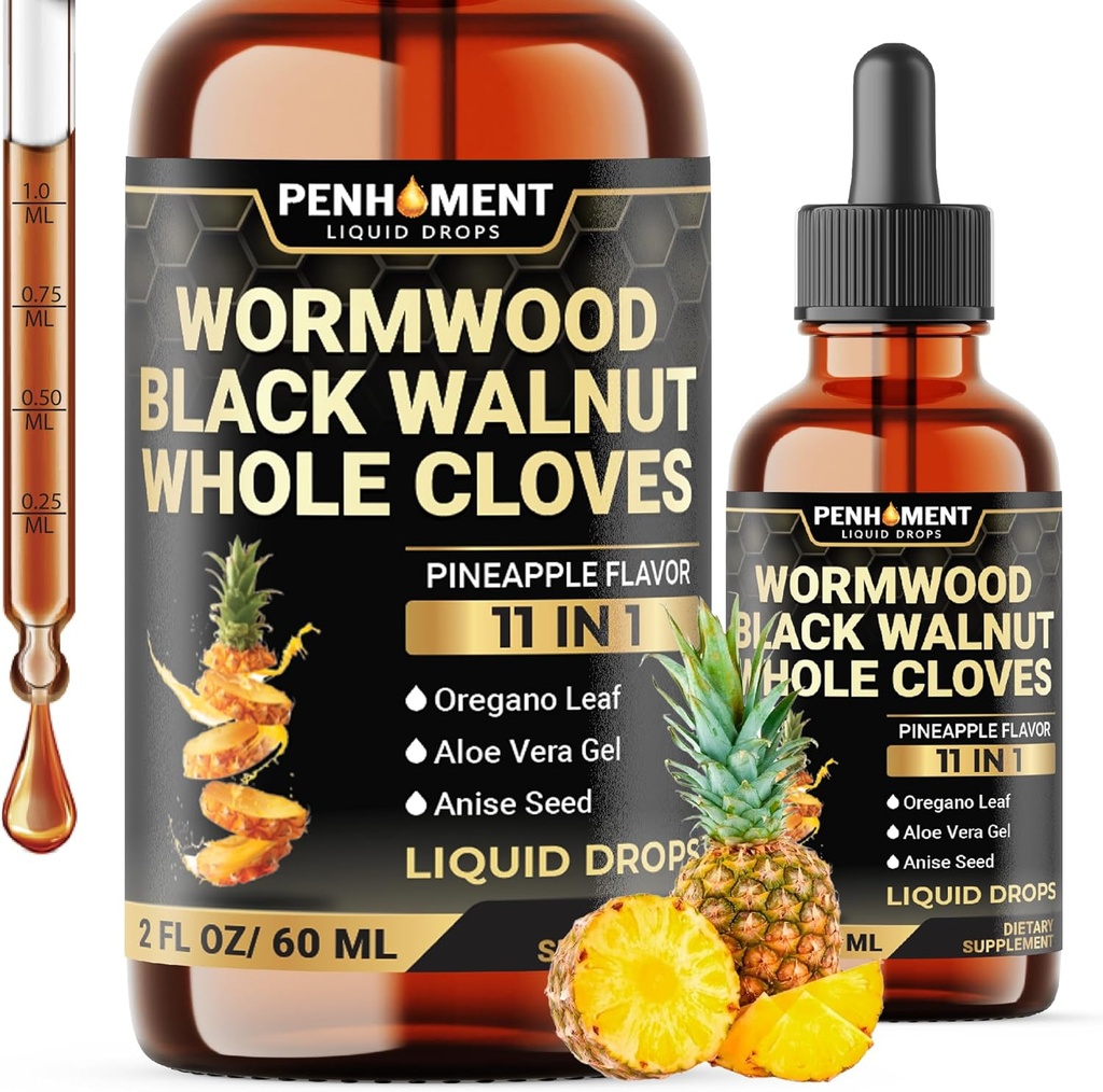 11in1 2100mgの黒のクルミのWormwoodのクローブのチンチャー、Oregano及び7多く-Wormwoodの液体の低下-Pineappleの味- 2つのFL OZ - 60日の供給