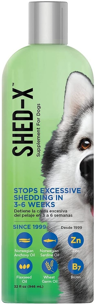 Shed-Xの液体の犬の補足、32oz – 100%の自然–犬の取除くのを助けて下さい、犬のための魚油は皮及びコート、必須の脂肪酸、ビタミンおよび鉱物の食糧のためのドッグ オイルを支えます