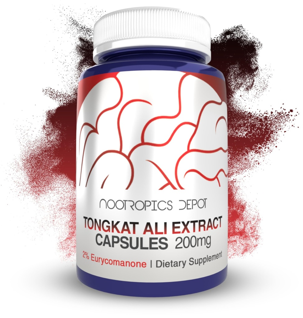 Nootropics DepotのTongkatのアリのエキスのカプセル | 200mg | 60の計算 | HPTLCの2%のEurycomanone | Eurycoma longifoliaの根のエキス