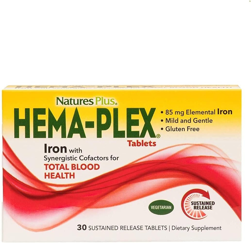 NaturesPlus Hema-Plexアイアン - 30スローリリースタブレット、3のパック - 合計血の健康 - 85 mgのChelatedアイアン - ビタミンCとBioflavonoidで - 非GMO、ベジタリアン&グルテンフリー - 90トータルサービング