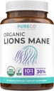 Organic Lions Mane Supplement Capsules - USDA Organic Mushroom Supplement Capsules with 1000mg Lion's Mane 10:1 Extract per Serving with 30% Polysaccharides - Vegan & Non-GMO (1 Month Supply)