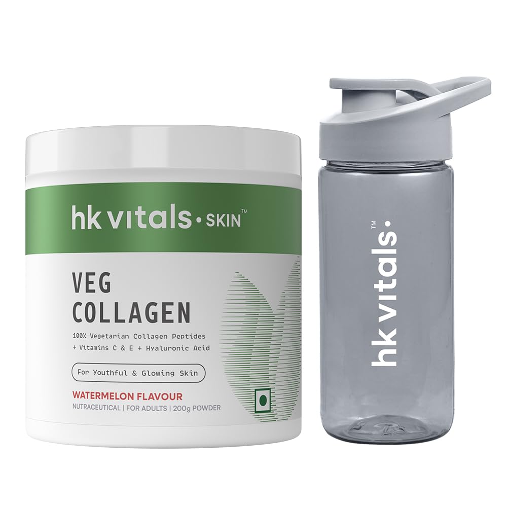 hk vitals Veg Collagen Supplement Powder, Watermelon, 200g + Sipper