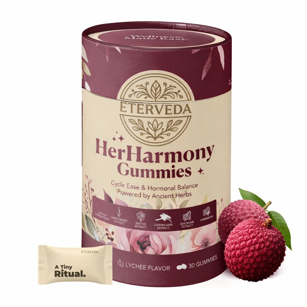 HerHarmony Women's Wellness Gummies | Ashoka Bark, Lodhra, Shatavari, Brahmi & Chasteberry Extract | Lychee Flavour | No Added Sugar | Herbal Women's Health Support | 30 Gummies