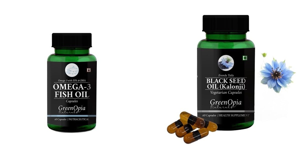 Fish-oil-capsules, Black-seed-oil-capsules Combo | Convenient Nutrition & Wellness Routine | Multi-Product Pack