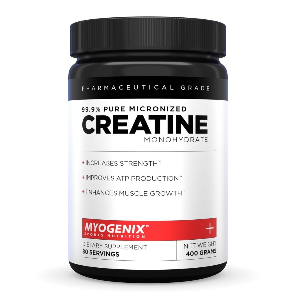 Myogenixのクレアチンの一水化物–強さ及び耐久性のための純粋なクレアチンの粉–サポートATPの生産及び筋肉にされた強さ–添加物無し–不燃(80のサービング)