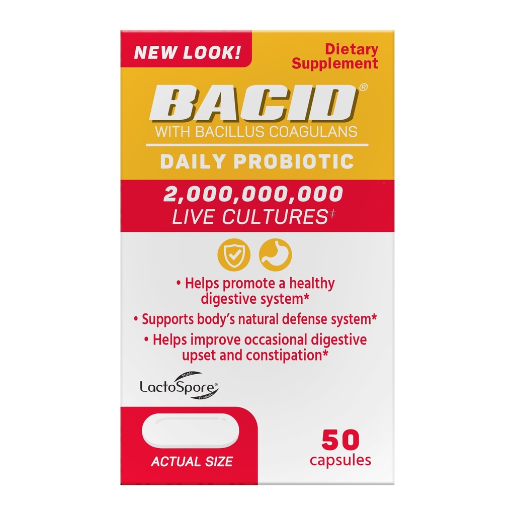 BacidデイリープロバイオティクスとBacillus Coagulans、50カウント、Occasional便秘を改善するための消化サプリメント