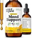 ワイルド&オーガニック気分のサポートドロップ - 良い気分はw / Ashwagandhaルート&Rhodiola roseaを補います - 肯定的なエネルギーのための天然液体ドロップ - カルムと女性と男性のためのサプリメントをリラックス - 2オンス