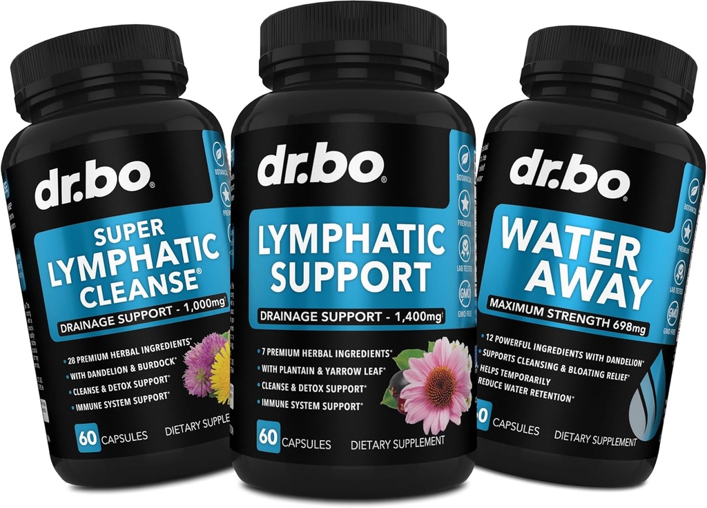 Lymphatic Drainage Supplements & Water Pills Diuretics - Herbal Lymphatic Support Total Herbal Cleanse Products & Water Away Pills Lymph System Support Supplement - Lymph Node Detox Cleanse Drainage