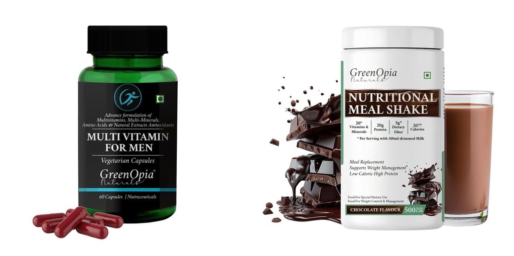 Multivitamins For Men Nutritional Meal Shake Chocolate Wellness Daily Vitality |60 CAPSULES