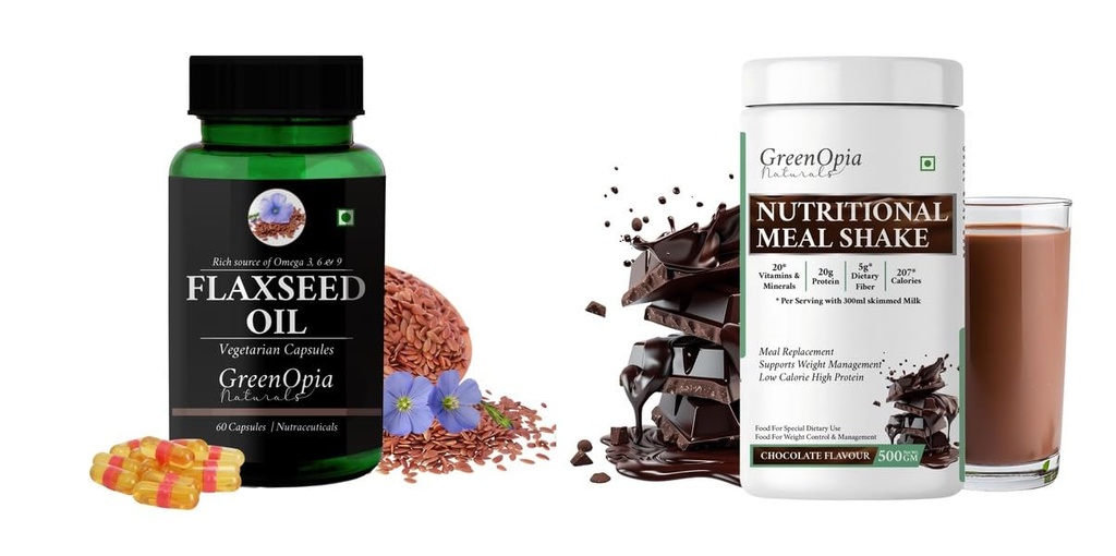 Flax Seed Oil Nutritional Meal Shake Chocolate Wellness Daily Vitality |60 CAPSULES