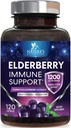 エルダーベリー免疫サポート1200mg - 濃縮サムブカスブラックエルダーベリーエキス - 抗酸化ビタミンサプリメント、グルテンフリー、米国でボトル入り - 120カプセル