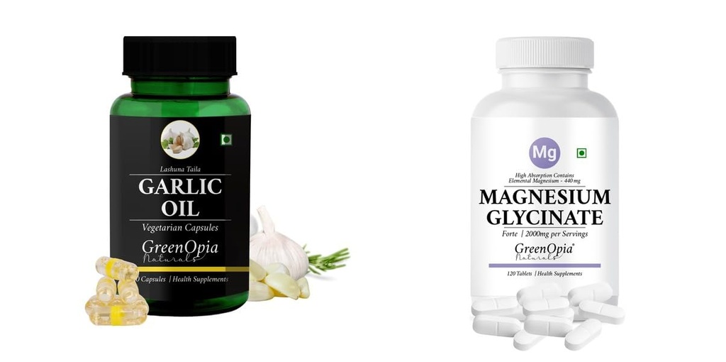 Garlic Oil Magnesium Glycinate Forte Tablets Wellness Daily Vitality |60 CAPSULES