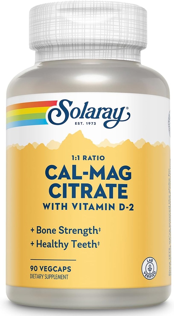 SOLARAY Cal-Mag のクエン酸塩 w/D 2 1:1 | 90 VegCaps
