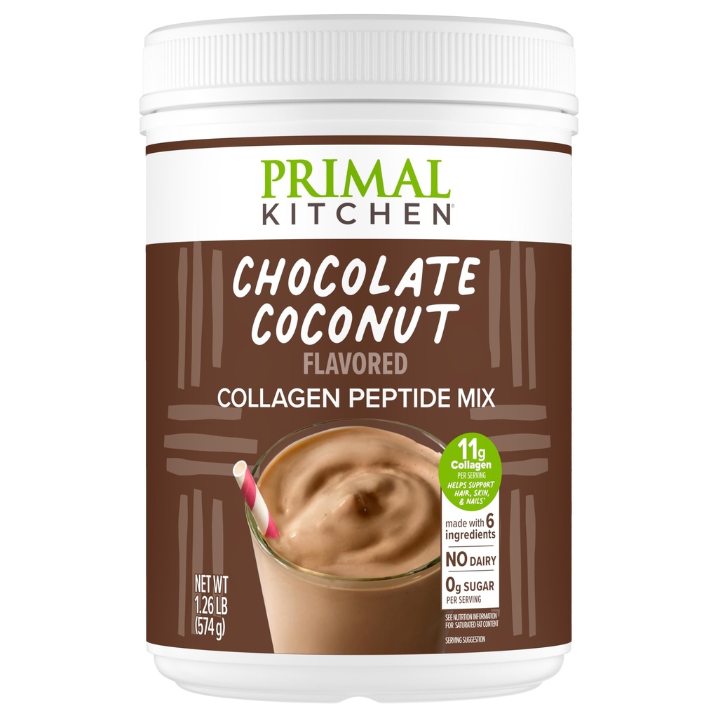 プライマルキッチンチョコレートコラージュ燃料®ドリンクミックス、チョコレートココナッツコラーゲンペプチド、乳製品や人工甘味料なし、20オンス