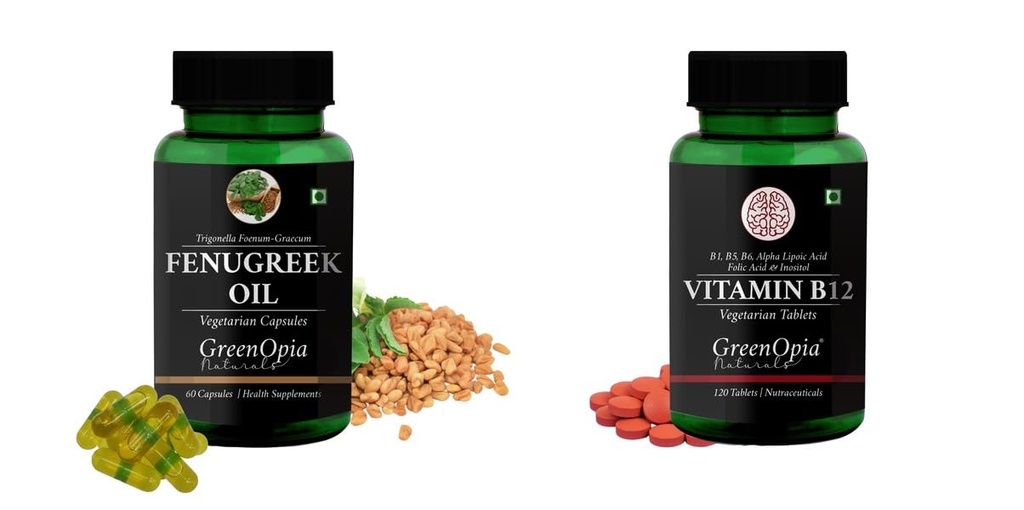Fenugreek Oil Vitamin B12 Tablets Wellness Daily Vitality |60 CAPSULES
