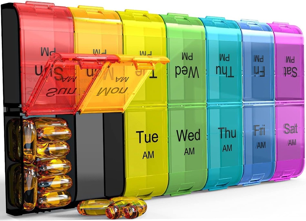 ぬりえの大きい丸薬のオルガナイザー2日、週刊XL AM PMの丸薬の箱、7日の丸薬箱は1日に2回、ビタミン、大きい丸薬の丸薬のオルガナイザーを大きさで分類しました