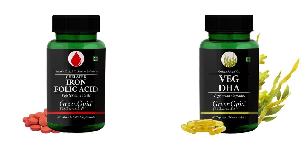 Iron Folic Acid Tablets Veg Dha Wellness Daily Vitality |60 CAPSULES