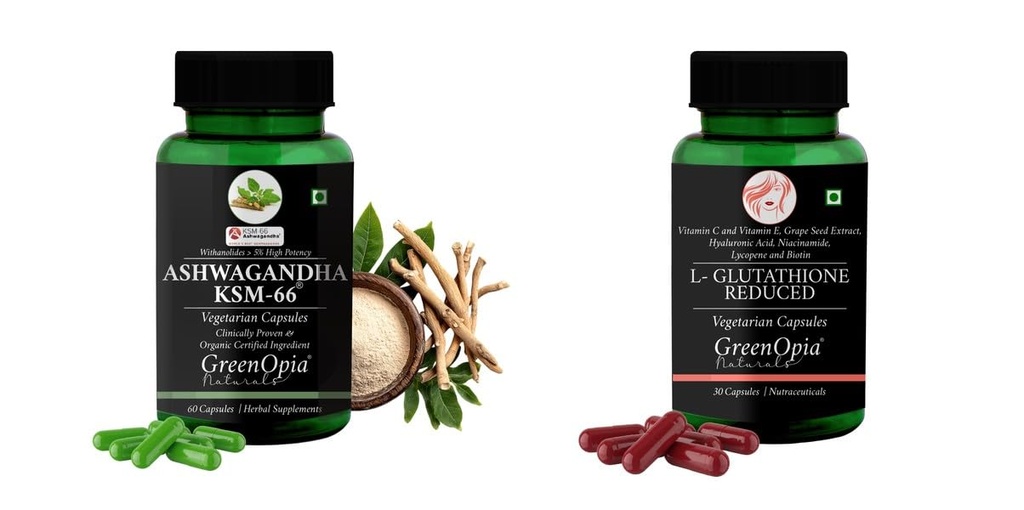 Ashwagandha KSM66 L Glutathione Reduced Wellness Daily Vitality |60 CAPSULES