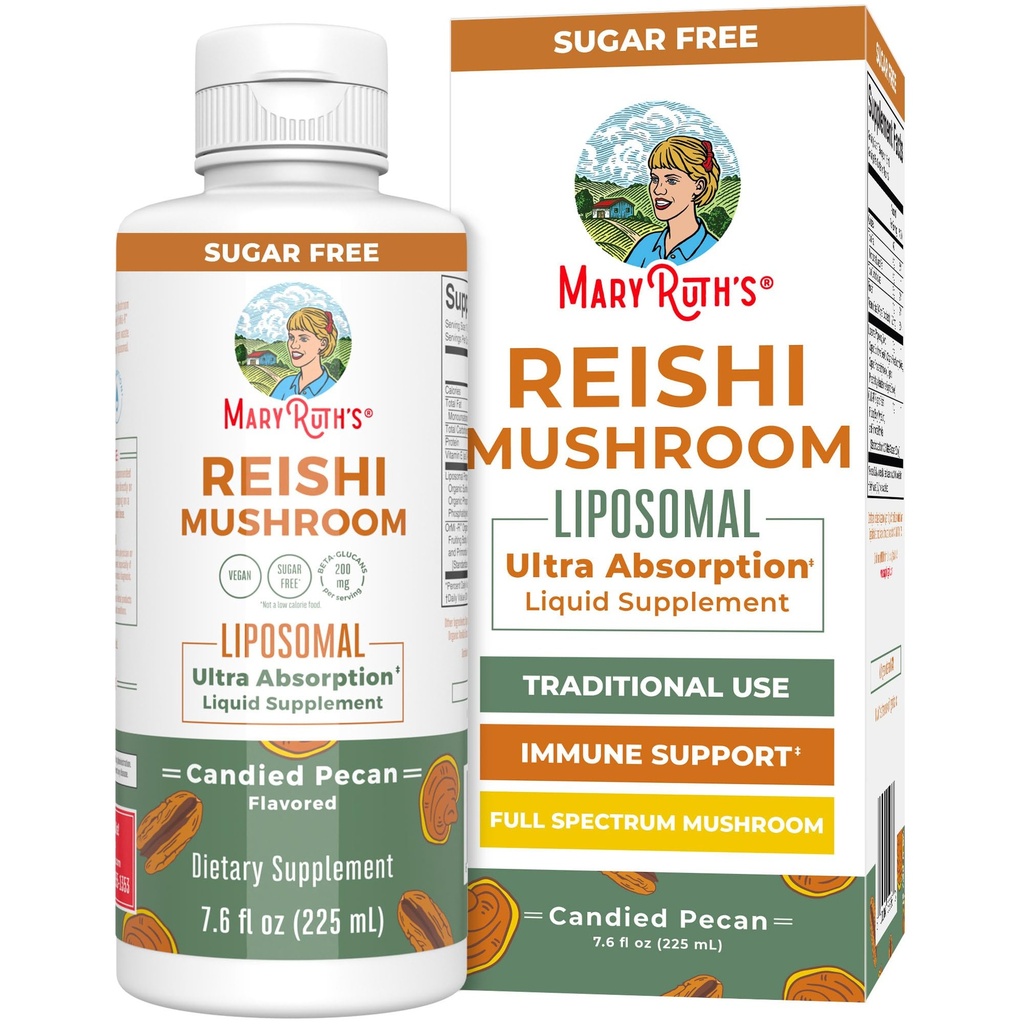 MaryRuth Organic Reishi ビーガンマッシュルーム サプリメント | 吸着剤 | 200mg β-グルカン対応 ヴィーガン | フルスペクトラム レーシマッシュルーム | 7.6 oz,
