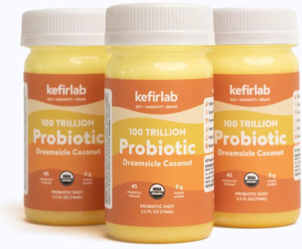 KefirLab Probiotics 100T CFU - 36の緊張 - ビーガン&オーガニック - サポート消化、免疫システム、脳の健康、気分&ストレス。 Dreamsicle (16-パック)