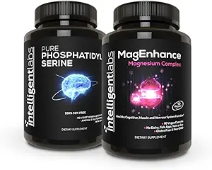 Intelligent Labs 2-in-1 Bundle of MagEnhance Triple Magnesium Complex (Magnesium L-Threonate, Glycinate, and Taurate) + Pure Phosphatidylserine 100mg, GMO and Soy-Free, 30-Day Supply Each
