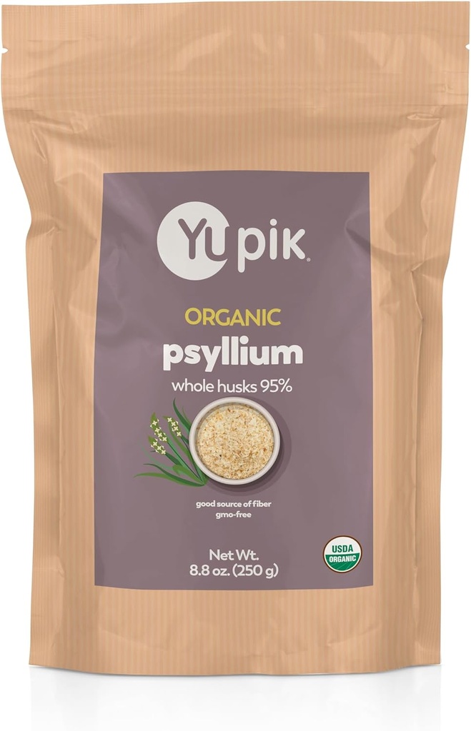 Yupikの有機性全殻のPsyllium 8.8 Oz、95%純度、Soluble繊維、USDAは、非GMO、Kosher、Glutenなし、砂糖なし及び脂肪なし、Unflavored、植物基盤、オートミール及びCerealのための理想証明しました