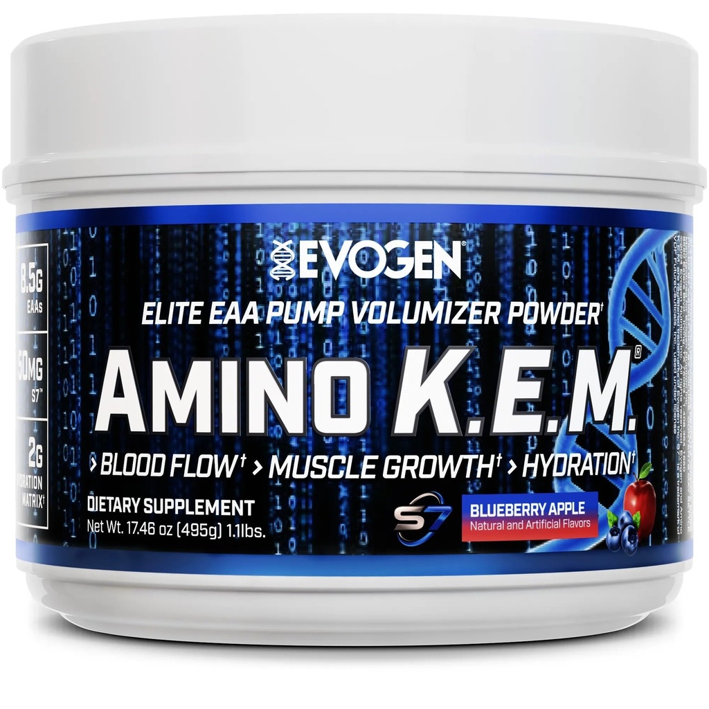 Evogen Amino K.E.M. - EAA&BCAAパウダーポンプ 加水器 | BCAAs アミノ酸サプリメント 血流、筋肉の成長、水和 | ブルーベリーアップル | 30 サービング