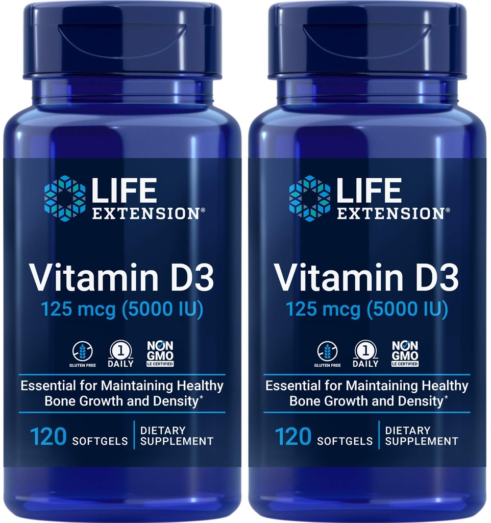 ライフエクステンションビタミンD3 5000 IU、120 Softgels(パッケージ2)