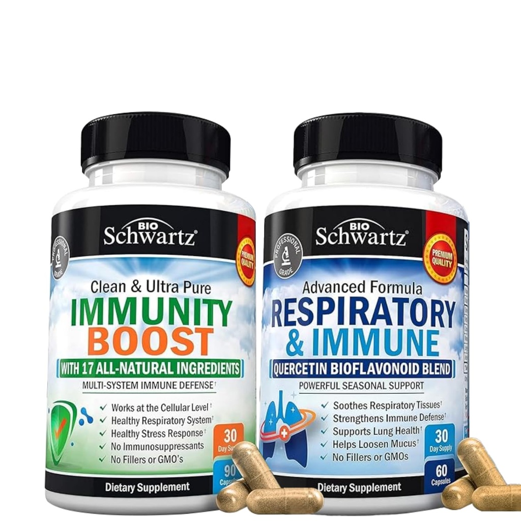 BioSchwartz 呼吸器 & 免疫 Lung サポート サプリメントと Quercetin (1ヶ月の供給) プラス 17 に 1 免疫サポート サプリメント 酸化防止剤 (1ヶ月の供給)