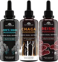 Naturealmのライオンのマネ、Reishi、及びチャガのマッシュルームのエキス - 焦点、免除、長寿、腸の健康、反老化、エネルギー、癒やすことのための適応物質の積み重ね - 有機性液体の低下 - 50 の mL 各(3のパック)