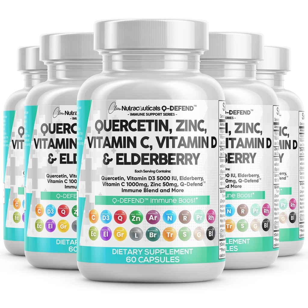 きれいなNutraceuticalsのケルセチン亜鉛ビタミンCのビタミンDのBromelainのエルダーベリー-アルテミシン、海の苔、Echinaceaのアレルギーの救助(60の計算)が付いている肺の免疫サポート補足の大人