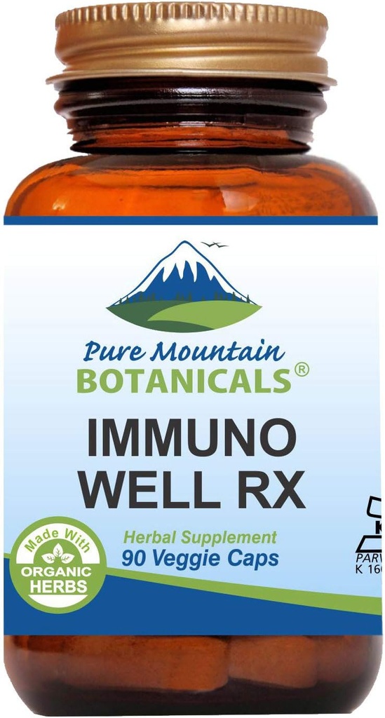 純粋なマウンテン植物免疫ウェルRX - 有機Astragalus Echinacea Garlic Maitakeのシイタケ茸のハニサックル&ベータグルカンとコシャキャップ