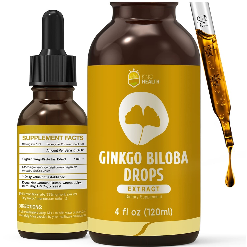 有機イチョウのBilobaのエキスの液体の補足、頭脳及び焦点サポート、98%の吸収、ビーガン、非GMO、アルコール及びグルテンフリー- 4つのFのOz
