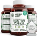 Natural Nutra Ultimate Flora Probiotic for Women and Men, Helps Improves Digestion, Contributes to Overall Health, Promotes Immune System, Multi-Strain with Lactobacillus, Acidophilus, 60 Capsules
