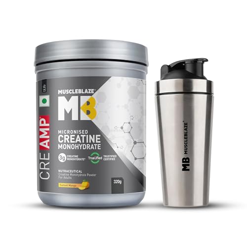 MuscleBlaze Micronised Creatine Monohydrate CreAMP, 320g + Shaker