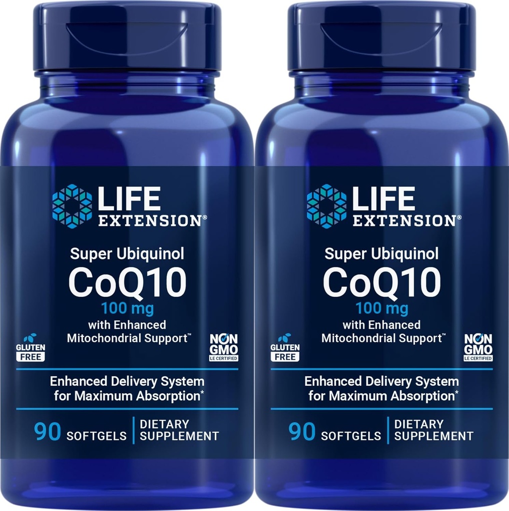 ライフエクステンションCOQ10スーパーUbiquinol 100mg 90カウント(強化ミトコンドリアサポート付き2パック)