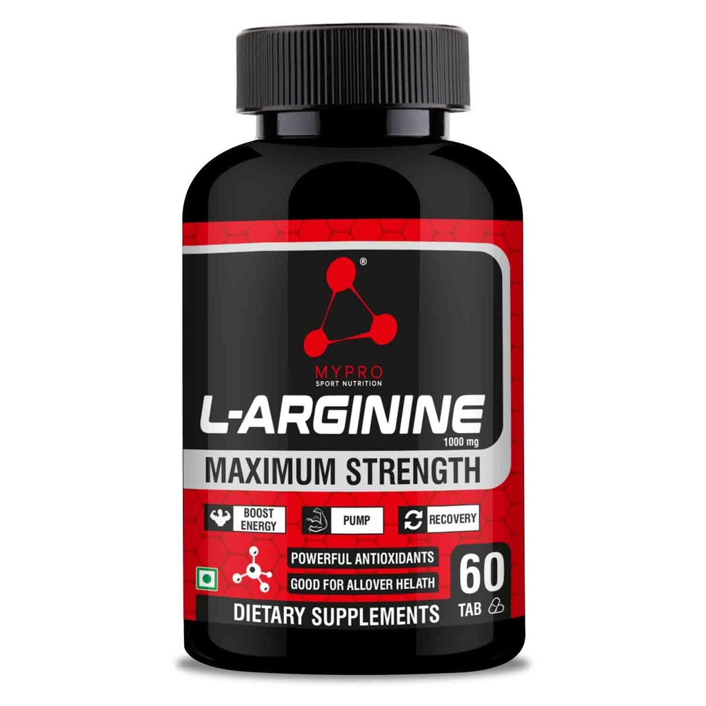 Mypro Sport Nutrition L-Arginine 1000mg Supplement for Muscle Growth, Stamina, Recovery, Immune Booster & Energy - 60 Tablets