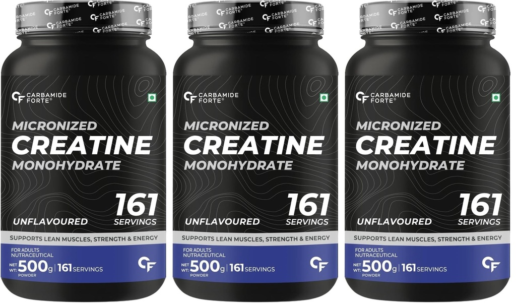 Carbamide Forte Creatine Mono hydrate Powder | Micronized Monohydrate Creatine 500g | Micronized Monohydrate Supplement for Lean Muscle, Strength & Energy - Unflavoured - 161 Servings - 500g