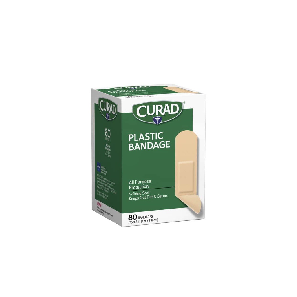 Curadのプラスチック包帯。75 x 3インチ80各