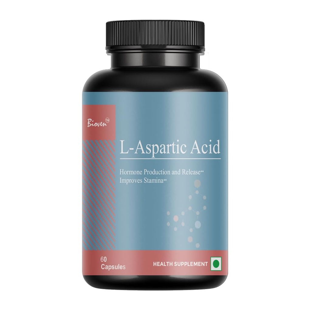 L-Aspartic Acid 60 Veg Capsules | Pure Amino Acid Supplement for Energy, Stamina & Muscle Support | Vegan, Non-GMO, Gluten-Free